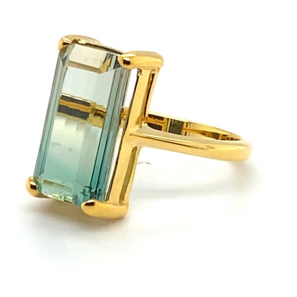 Bi Color Tourmaline 11.40ct Solid 14K Yellow Gold Ring - Picture 3 of 6